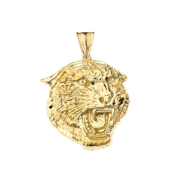 Gold Bold Jaguar Statement Pendant Necklace (Large)(Available In Yellow/Rose/White Gold)