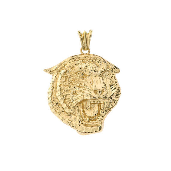 Solid Gold Bold Jaguar Statement Pendant Necklace (Available in Yellow/Rose/White Gold)