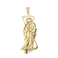 Musical Grim Reaper Pendant Necklace in Gold (Yellow/Rose/White)