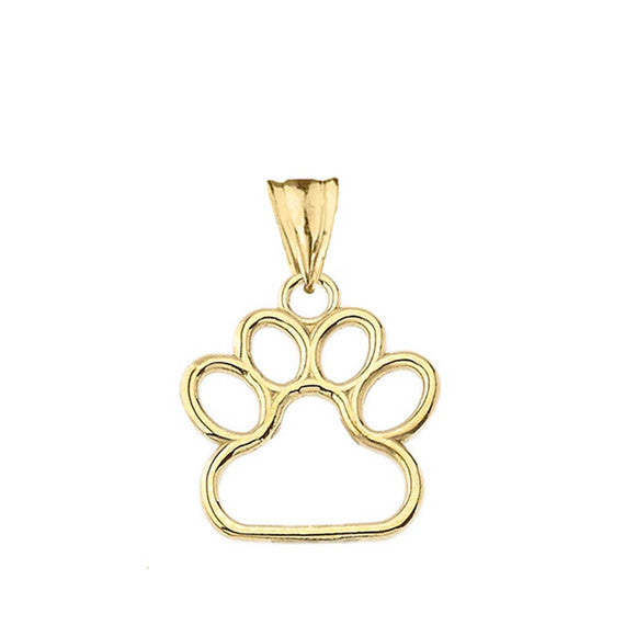 Gold Dainty Dog Paw Print Pendant Necklace (Available in Yellow/Rose/White) (0.66'')