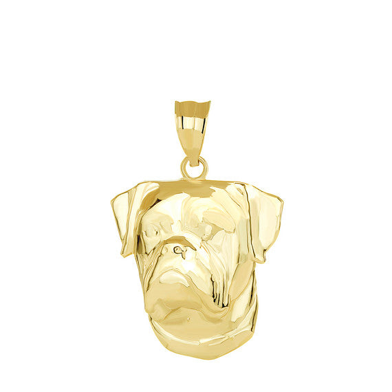American Bulldog Head Pendant Necklace in Gold (Available in Yellow/Rose/White Gold)