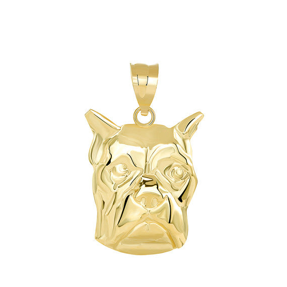 Boxer Dog Head Pendant Necklace in Gold (Available in Yellow/Rose/White Gold)