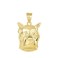 Boxer Dog Head Pendant Necklace in Gold (Available in Yellow/Rose/White Gold)