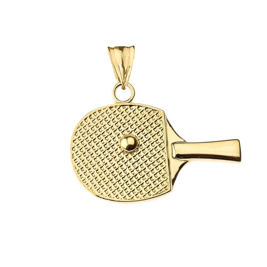 Gold Table Tennis Racket Pendant Necklace(Available In Yellow/Rose/White Gold)