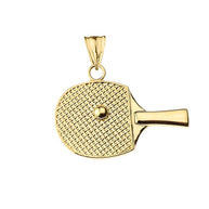 Gold Table Tennis Racket Pendant Necklace(Available In Yellow/Rose/White Gold)