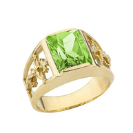 Orthodox Cross Mens Ring With Personalized (LC) Birthstone In 10K Yellow Gold
