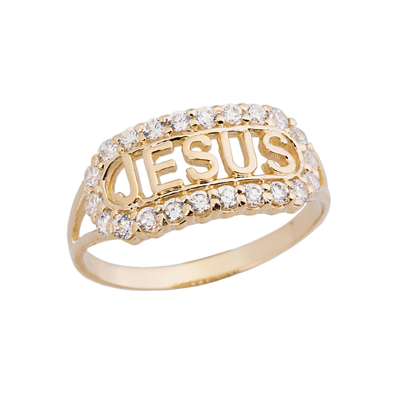Solid Gold 'JESUS' Ring (Available in Yellow/Rose/White Gold)