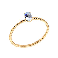 Gold Dainty Personalized Oval Genuine Gemstone Rope Ring (Available in Yellow/Rose/White Gold)