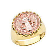 Gold Men's Saint Benedict Ring (Available in Two-Tone/Yellow/Rose/White Gold)