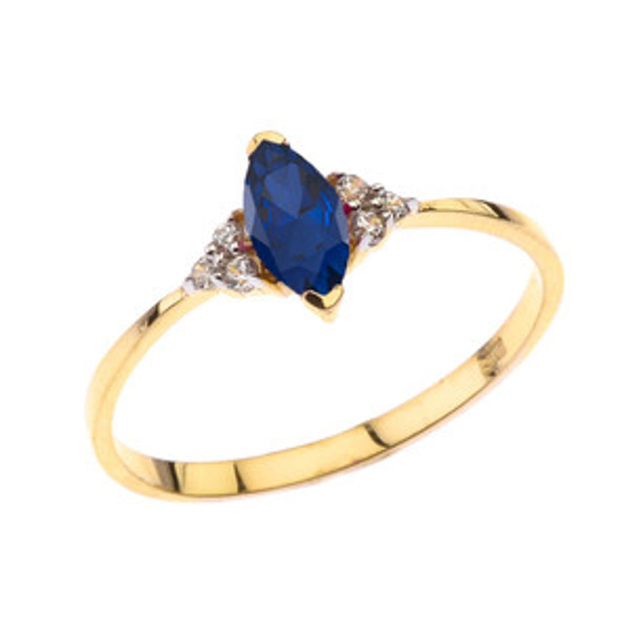 Unique Genuine Stone Marquise Promise/Proposal Ring in Gold (Available in Yellow/Rose/White Gold)