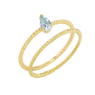Gold Modern Dainty Genuine Stone Pear Shape Rope Ring Stacking Set (Available in Yellow/Rose/White Gold)