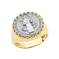 Gold Men's Saint Benedict Ring (Available in Two-Tone/Yellow/Rose/White Gold)