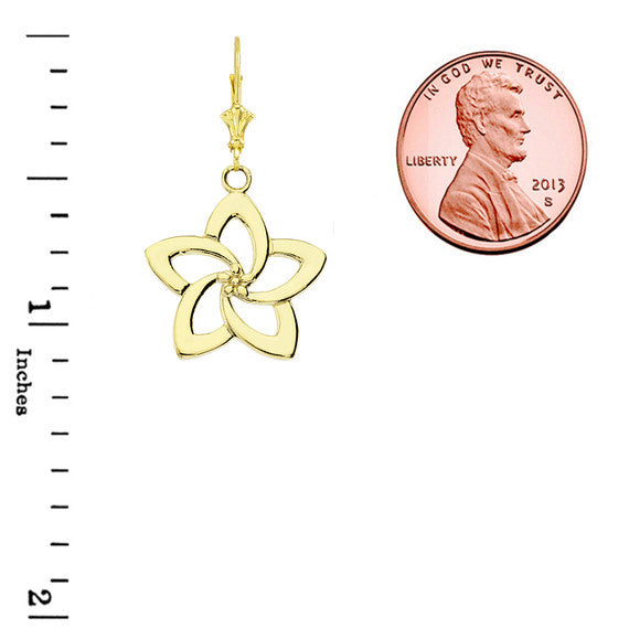 Gold Flower Hawaiian Plumeria Leverback Earrings (Available in Yellow/Rose/White Gold)