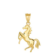 Gold Horse Stallion Pendant Necklace (Available in Yellow/Rose/White Gold)