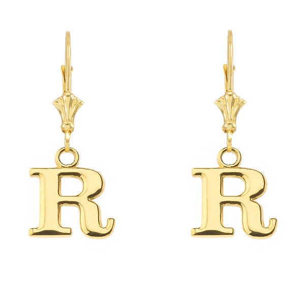 Initial Earrings in 14K (Available in Yellow/Rose/White Gold)