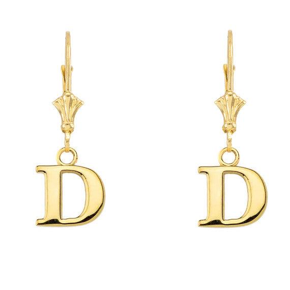 Initial Earrings in 14K (Available in Yellow/Rose/White Gold)