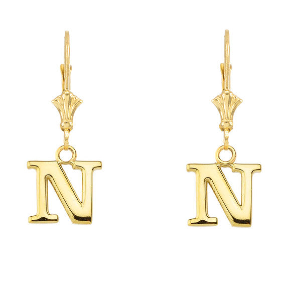 Initial Earrings in 14K (Available in Yellow/Rose/White Gold)