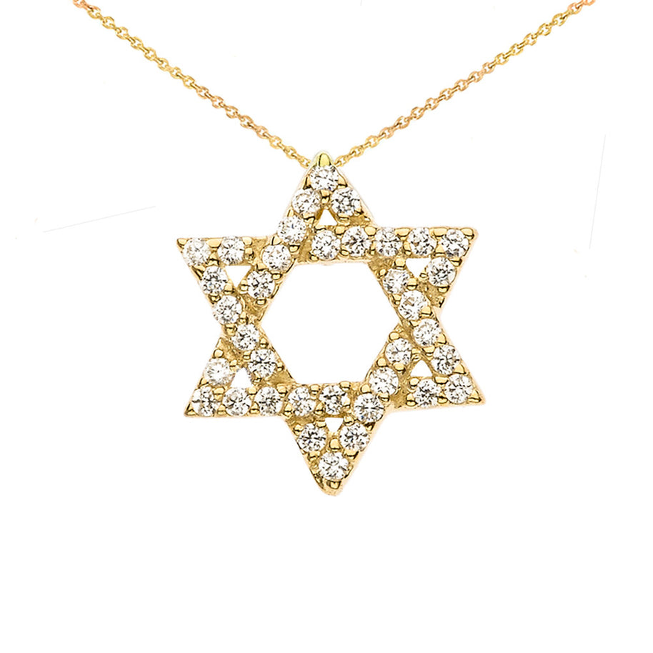 Gold Jewish Star of David with Hidden Bail Pendant Necklace(Available In Yellow/Rose/White Gold)
