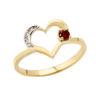 Gold Custom Birthstone Diamond Heart Ring (Available in Yellow/Rose/White Gold)