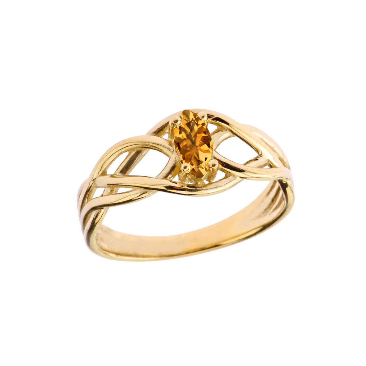 Celtic Knot Genuine Stone Ring in Gold (Available in Yellow/Rose/White Gold)