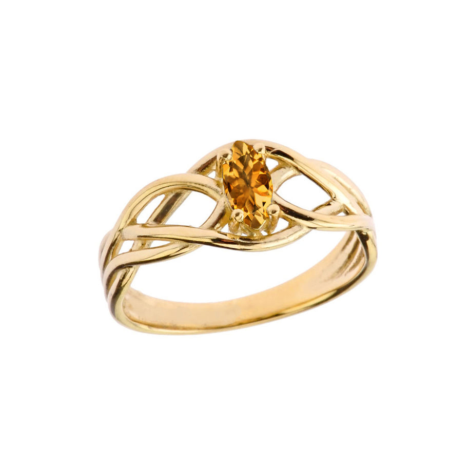 Celtic Knot Genuine Stone Ring in Gold (Available in Yellow/Rose/White Gold)