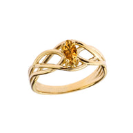 Celtic Knot Genuine Stone Ring in Gold (Available in Yellow/Rose/White Gold)