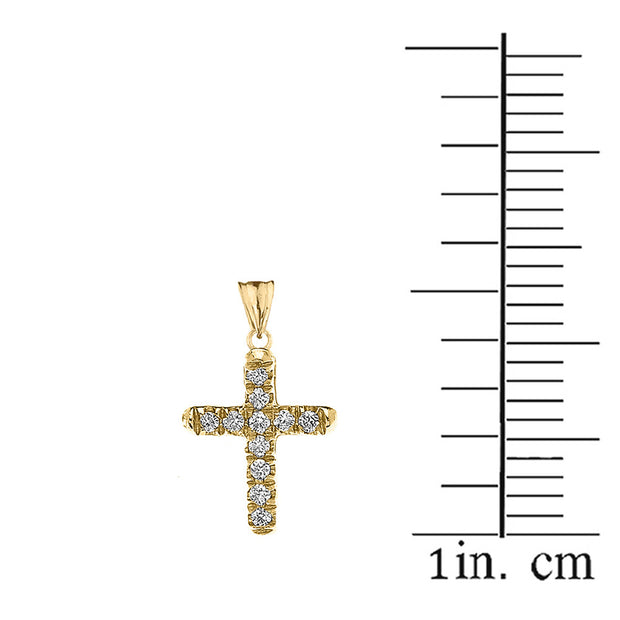Mini Elegant Diamond Cross Pendant Necklace(Available In Yellow/Rose/White Gold)