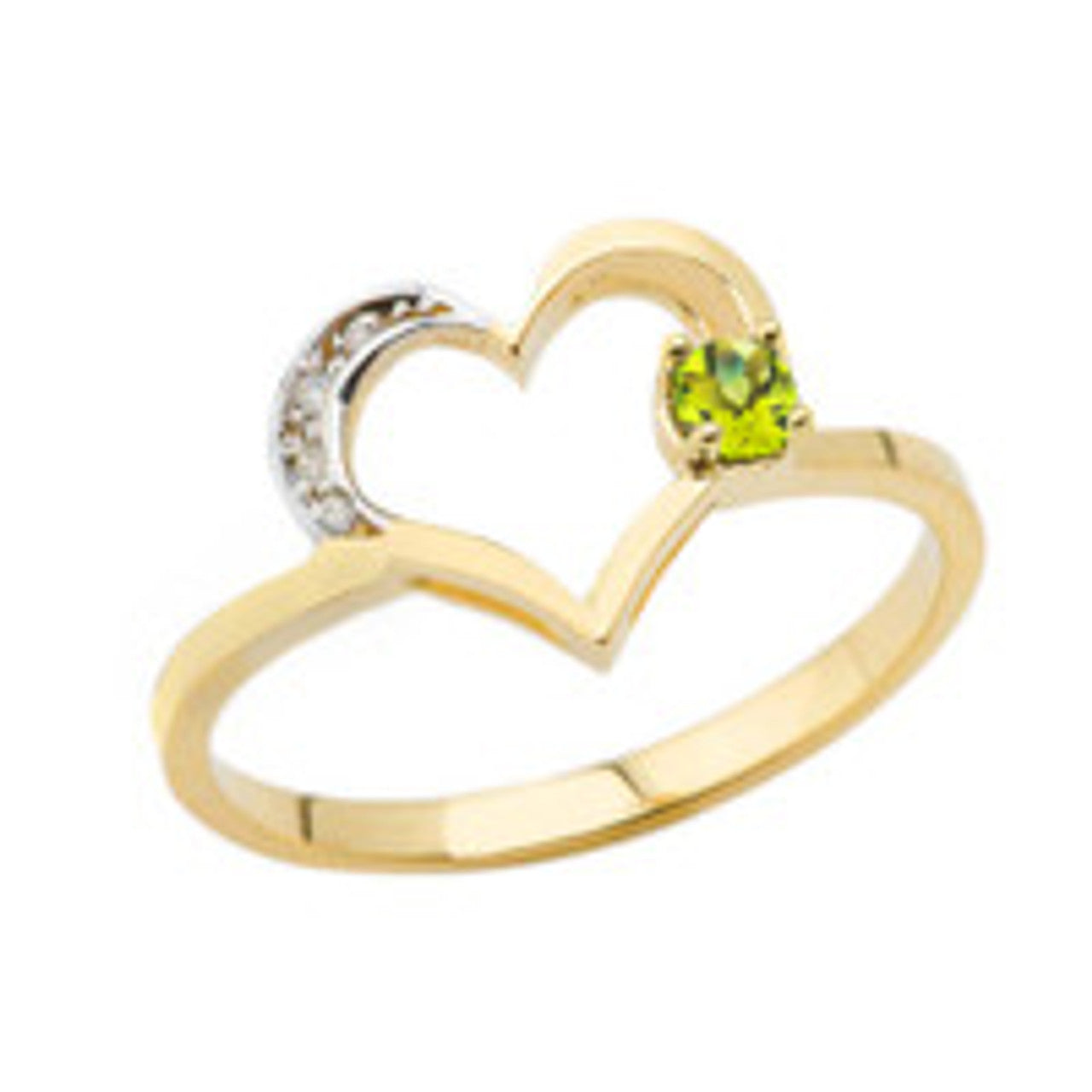 Gold Custom Birthstone Diamond Heart Ring (Available in Yellow/Rose/White Gold)