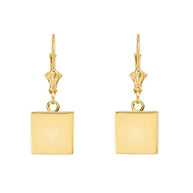 Solid Simple Square Shaped Leverback Earrings(Available in Yellow/Rose/White Gold)