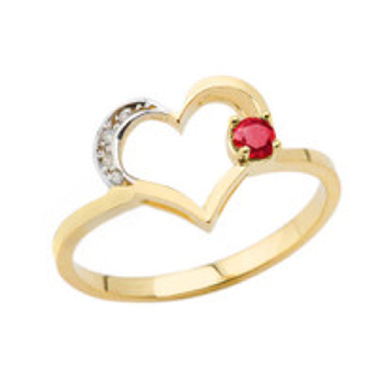 Gold Custom Birthstone Diamond Heart Ring (Available in Yellow/Rose/White Gold)