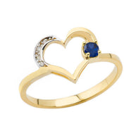Gold Custom Birthstone Diamond Heart Ring (Available in Yellow/Rose/White Gold)