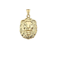 Gold Diamond Cut Lion Pendant Necklace (Available in Yellow/Rose/White Gold)