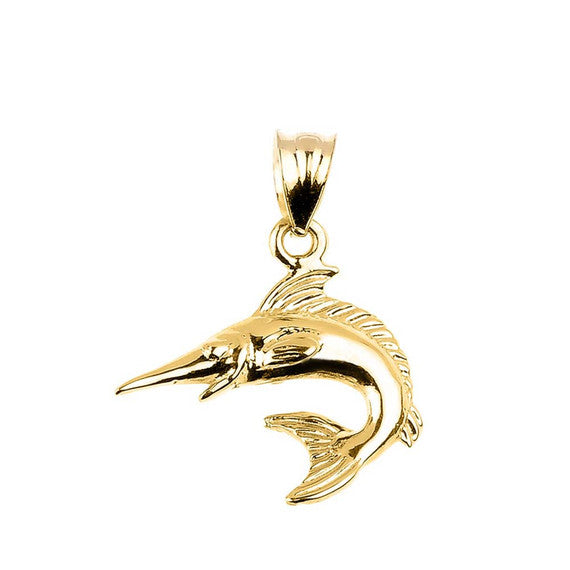 Gold Swordfish Charm Pendant(Available in Yellow/Rose/White)