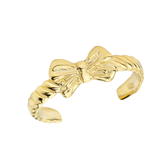 Gold Bow Tie Ribbon Toe Ring (Available in Yellow/Rose/White Gold)