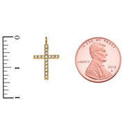 Gold Diamond Cross Charm Pendant Necklace