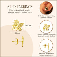 Yellow Gold Cherub Angel Stud Earrings
