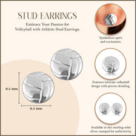 .925 Sterling Silver Volleyball Sports Athletic Stud Earrings