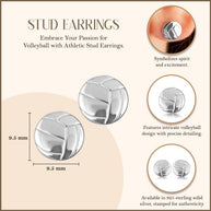 9.25 Sterling Silver Volleyball Sports Athletic Stud Earrings