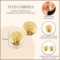 Yellow Gold Volleyball Sports Athletic Stud Earrings