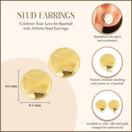 Yellow Gold Baseball Sports Athletic Stud Earrings