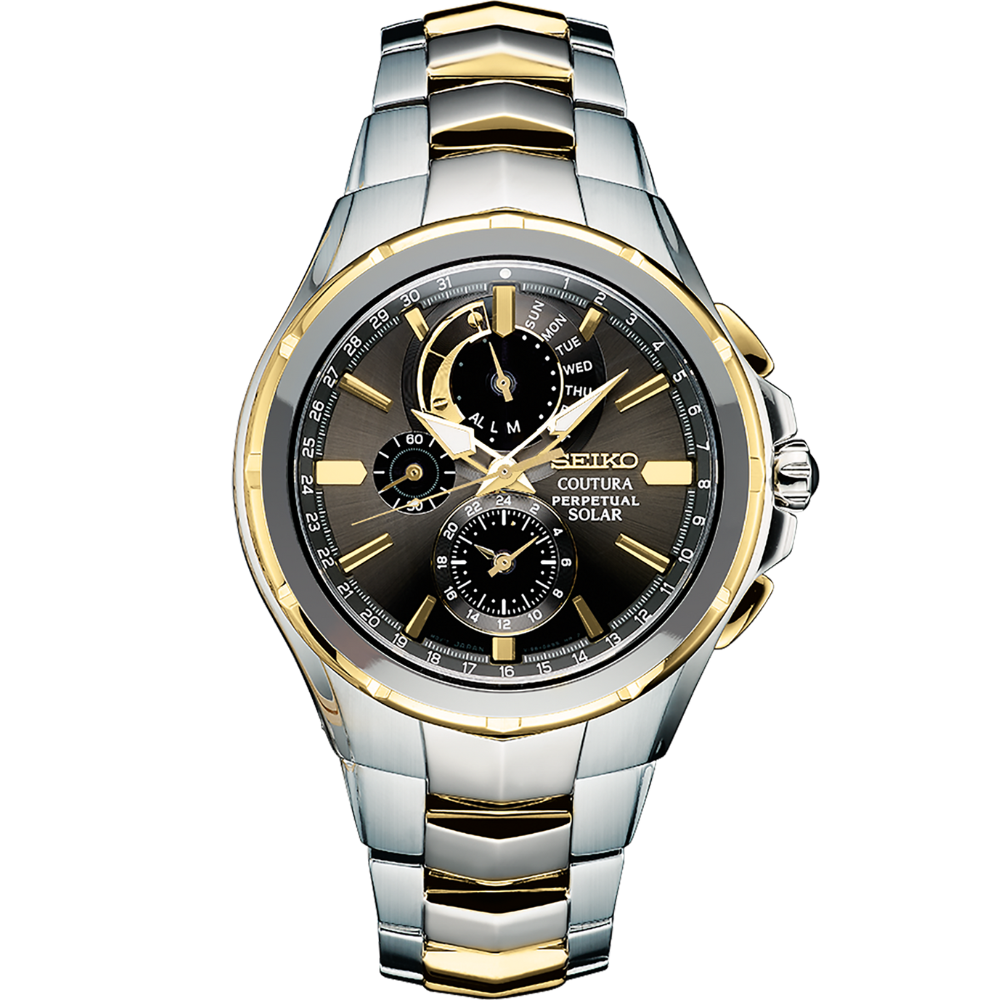 SSC376 Seiko Coutura Solar Perpetual Chronograph Black Dial