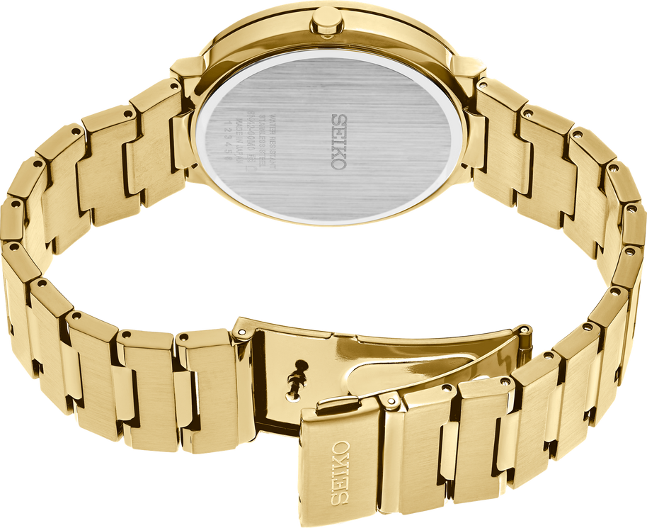 Seiko SUR488 Essentials Black Sunray Dial Gold Women's Watch