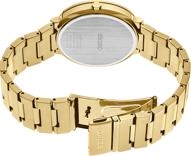 Seiko SUR488 Essentials Black Sunray Dial Gold Women's Watch