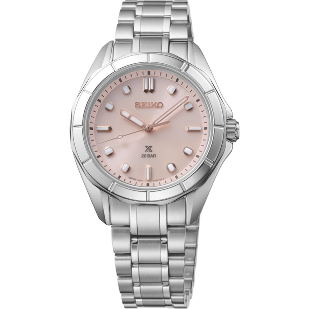 Seiko SUR597 Prospex Sea Stainless Steel Pink Dial Solar Women's Watch