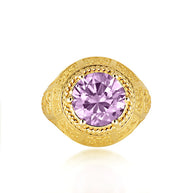 Gold Irish Celtic Trinity Knot Gemstone Rope Ring (Available in Yellow/Rose/White Gold)