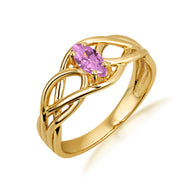 Gold Irish Celtic Knot Marquise Cut Custom Birthstone Ring (Available in Yellow/Rose/White Gold)