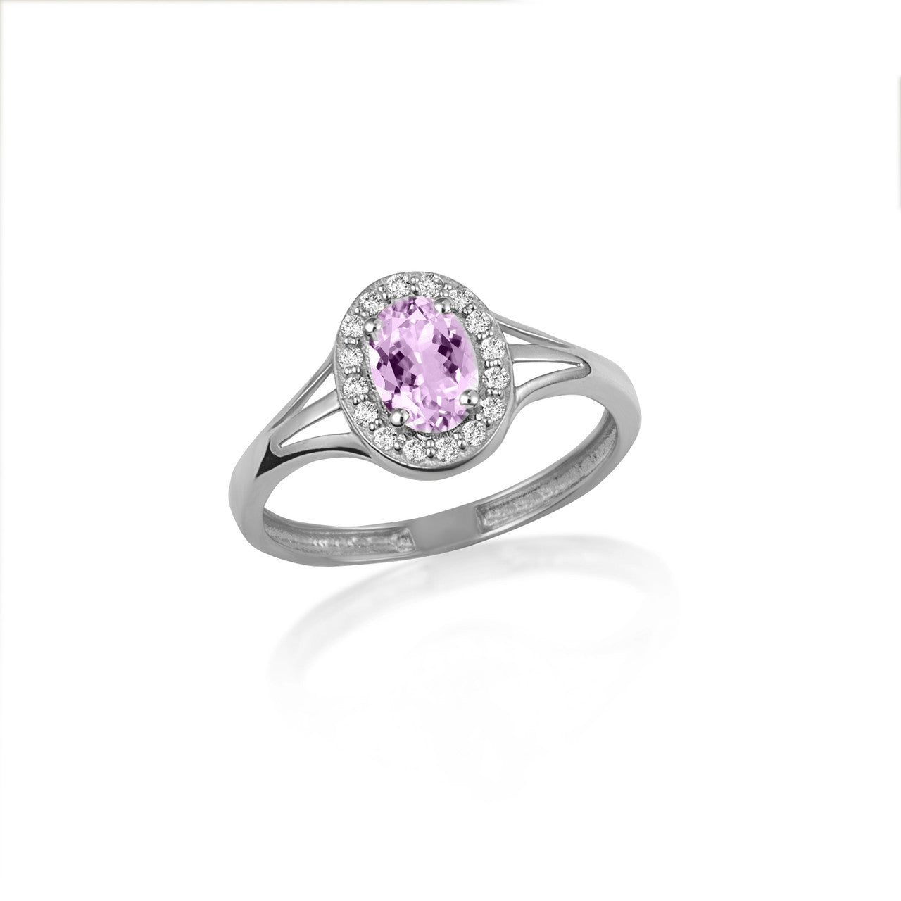 .925 Sterling Silver Custom Oval Birthstone Cubic Zirconia Halo Ring