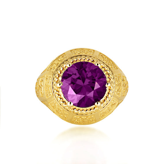 Gold Irish Celtic Trinity Knot Gemstone Rope Ring (Available in Yellow/Rose/White Gold)