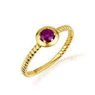 Gold Custom Genuine Gemstone Rope Ring (Available in Yellow/Rose/White Gold)