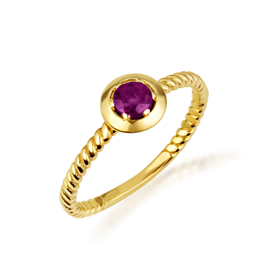 Gold Stackable Custom Birthstone Ring (Available in Yellow Gold, Rose Gold, White Gold)